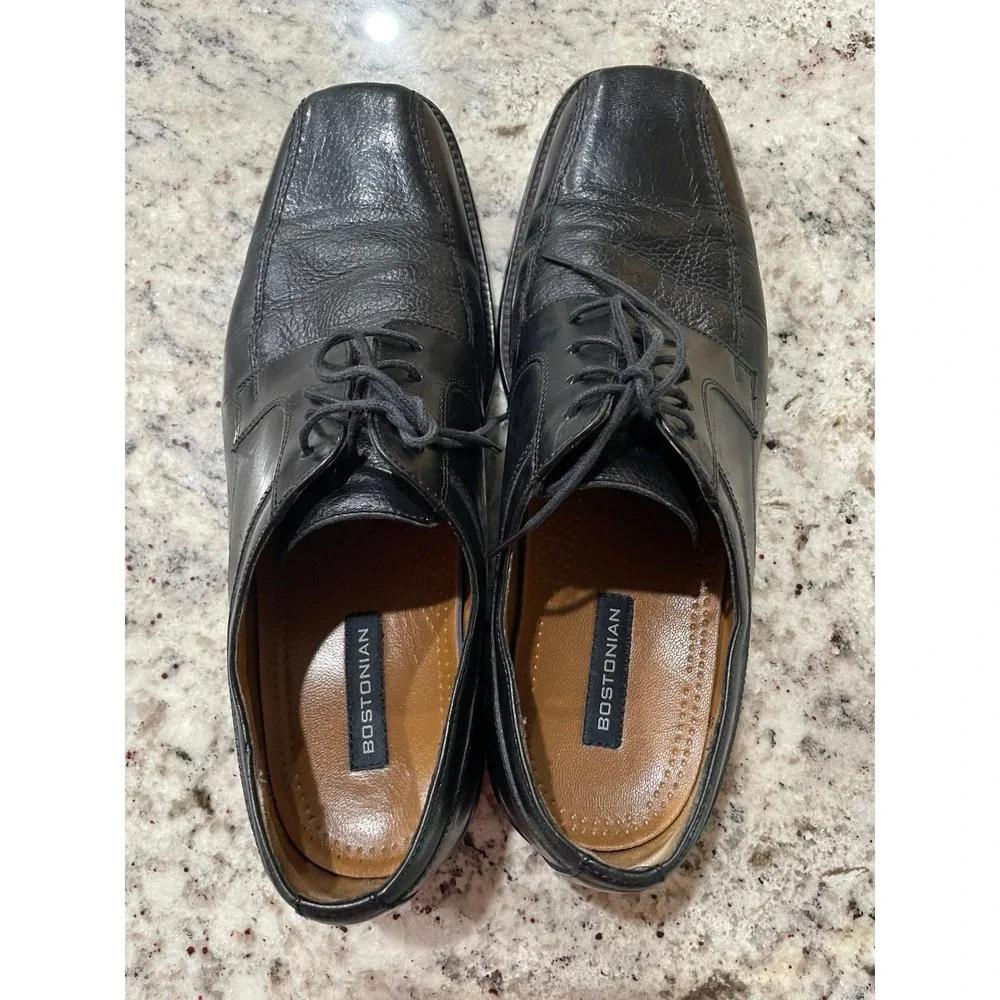 Bostonian First Flex Mens Black Leather Square Toe Derby Dress Shoes Size 11 M